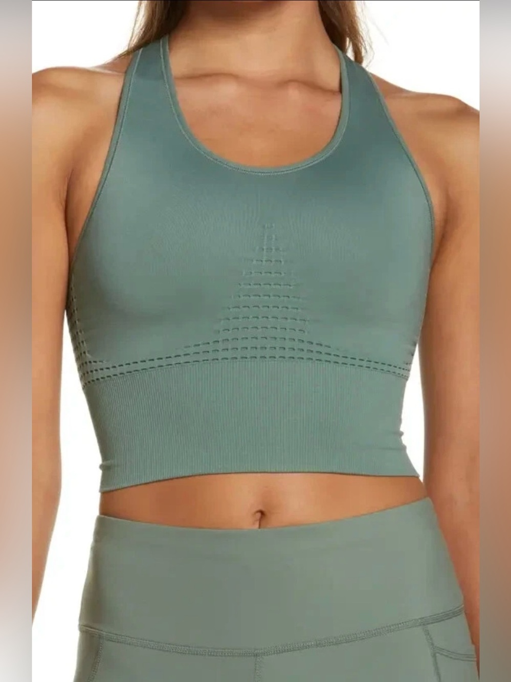Sweaty Betty Stamina Longline Sports Bra in Heath Green size Medium